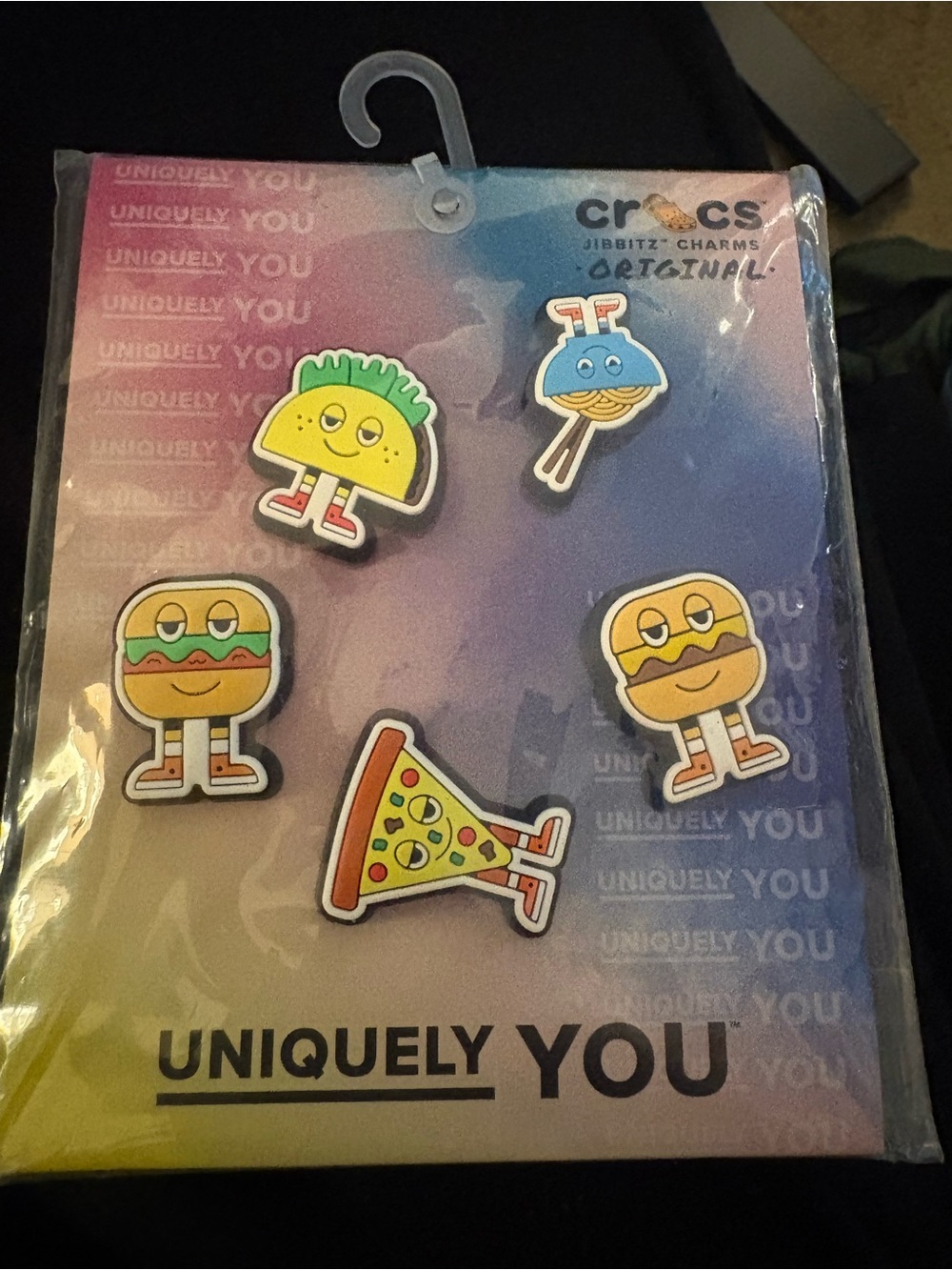 Crocs Jibbitz Charms Mix — Food Cartoon Icons (Yellow, Blue, Red, Green)